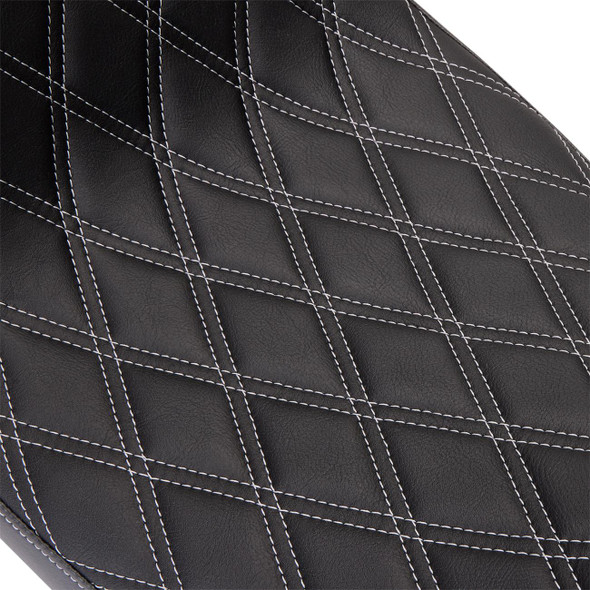  DRAG SPECIALTIES Predator 2-Up Seat - Vinyl - Double Diamond Silver Stitch - w/o Backrest - FLH '08-'23 0801-1492 