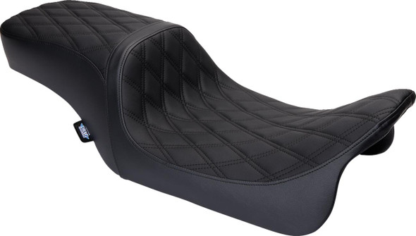  DRAG SPECIALTIES Predator 2-Up Seat - Vinyl - Double Diamond Black Stitch - w/o Backrest - FLH '08-'23 0801-1490 