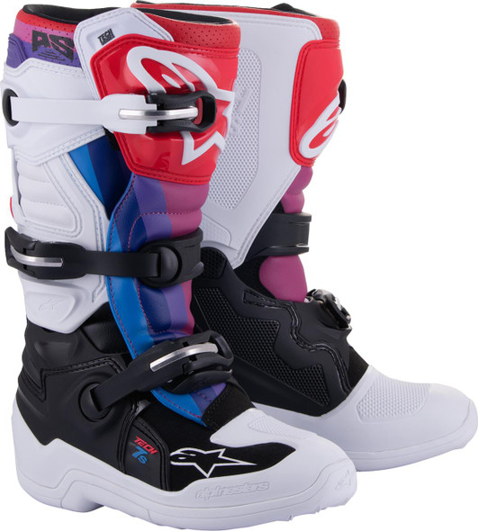  ALPINESTARS Youth Tech 7S Boots - White/Black/Rainbow - US 4 2015017-289-4 
