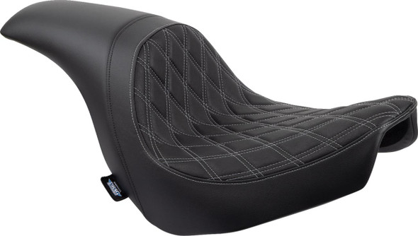  DRAG SPECIALTIES Predator Seat - Double Diamond w/ Silver Sitching - Vinyl - FLSB/FXLR '18-'23 0802-1518 
