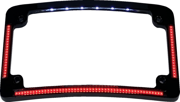 CUSTOM DYNAMICS License Plate Frame - Red/White LED - Gloss Black TF08-B