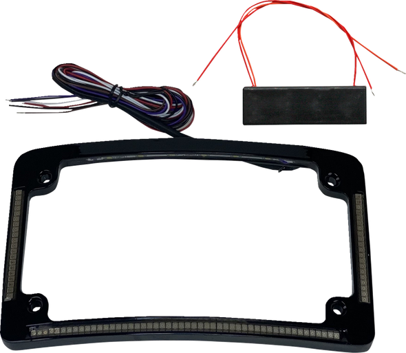 CUSTOM DYNAMICS License Plate Frame - Red/White LED - Gloss Black TF08-B