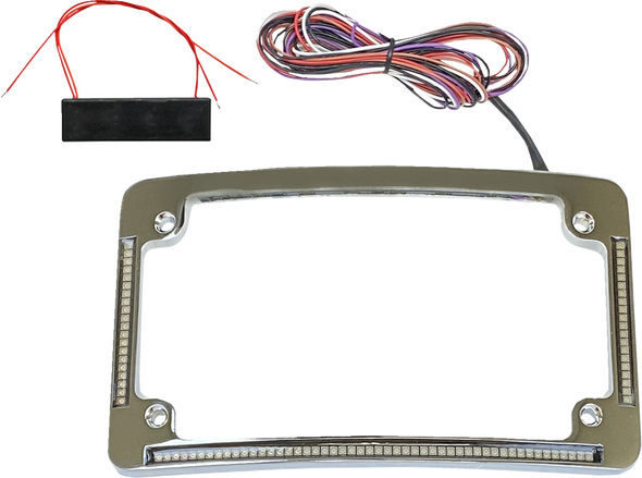 CUSTOM DYNAMICS License Plate Frame - Red/White LED - Chrome TF08-C