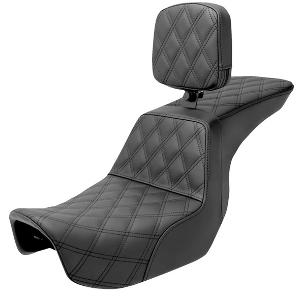  SADDLEMEN Tour Step-Up Seat - Rider Backrest - Full Lattice Stitch - Dyna '06-'17 806-04-195BR 