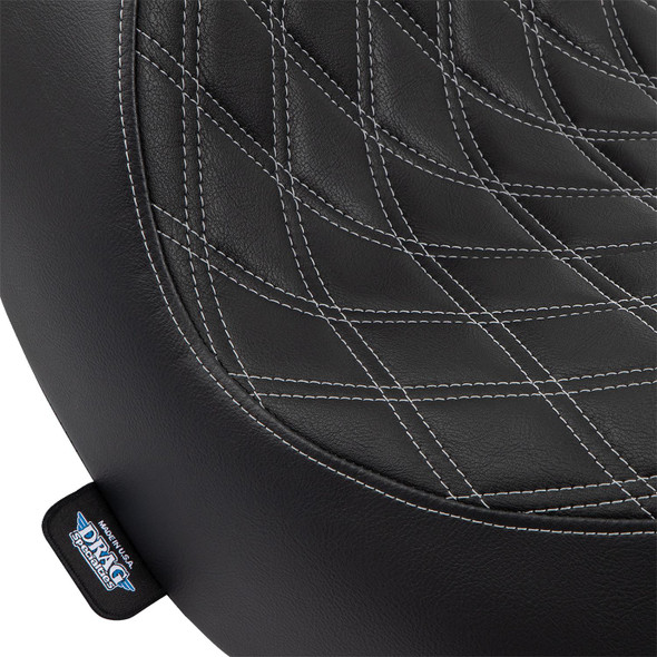  DRAG SPECIALTIES Solo Seat - Double Diamond - Silver Stitching - FL/FX '18-'23 0802-1514 
