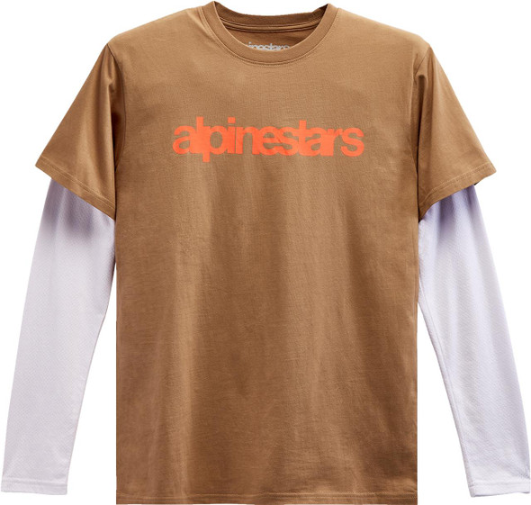  ALPINESTARS Stack Long-Sleeve T-Shirt - Sand/Warm Red - Medium 1213713002331M 