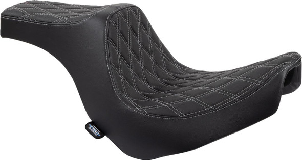  DRAG SPECIALTIES Predator III Seat - Double Diamond - Black w/ Silver Stitching - FL/FX '18-'22 0802-1493 