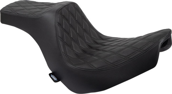  DRAG SPECIALTIES Predator III Seat - Double Diamond - Black w/ Black Stitching - FL/FX '18-'22 0802-1491 