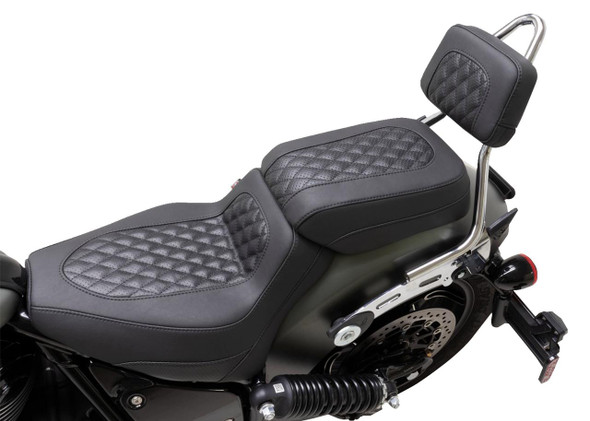  MUSTANG Squareback Sissy Bar Pad - Black - Diamond Stitch - Chief '22-'23 88206 