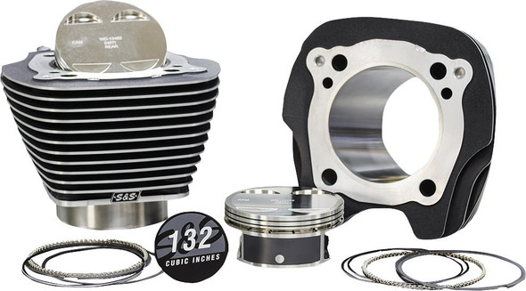  S&S CYCLE 132" Big-Bore Cylinder Kit - Black Granite/Highlighted Fins - M8 910-0847 