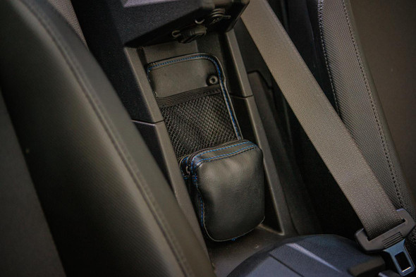 SHOW CHROME Center Console Kaliber Organizer - Black with Blue Stitching H44-3BLUE 