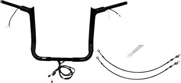 FAT BAGGERS INC. Fat Baggers Inc 1 1/4 Pointed Top Handlebar Kit 14 Black 2007-2025 Harley Davidson 802214-B 