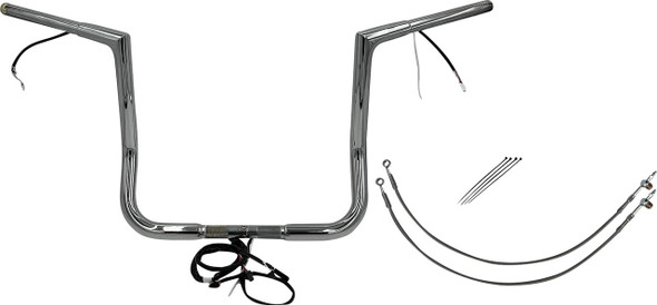 FAT BAGGERS INC. Fat Baggers Inc 14" Chrome Flat Top Handlebar Kit for 2007-2017 Harley Davidson Fat Boy FLSTF 701214 