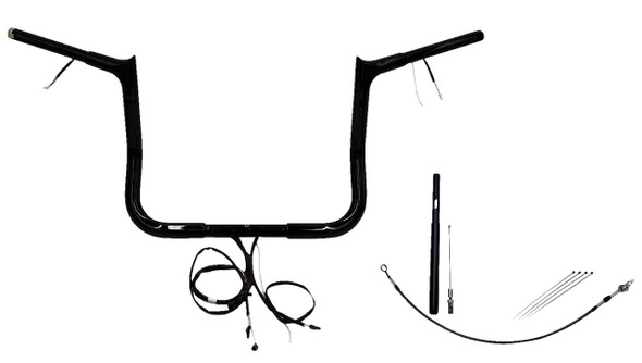 FAT BAGGERS INC. Fat Baggers Inc 12" Pointed Top Handlebar Kit for 2008-2017 Harley-Davidson Road King Special FLHRXS 912012-B 