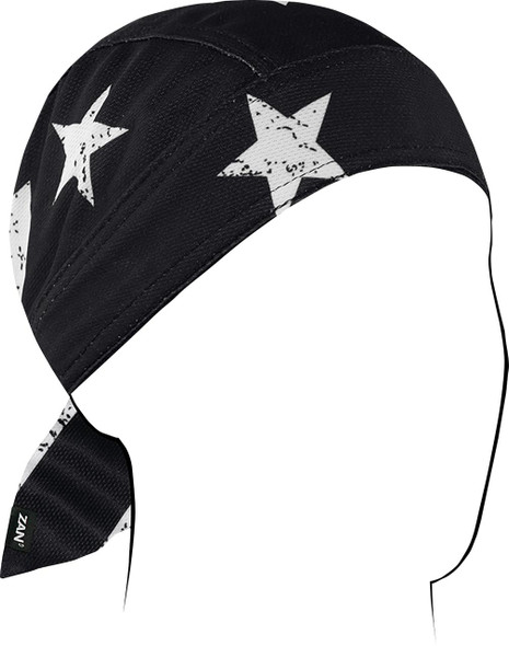  ZAN HEADGEAR Flydanna Micro-Mesh Polyester Headwrap - Black/White Flag ZM091 