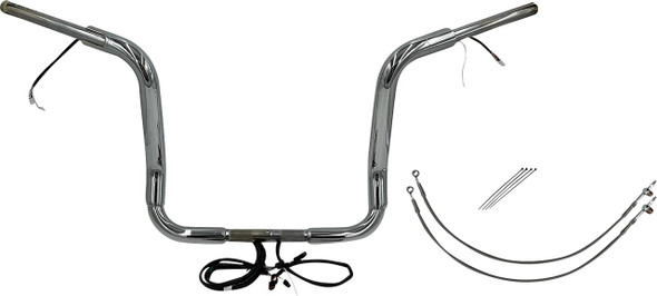 FAT BAGGERS INC. Fat Bagger Inc 14 Pointed Top Chrome Handlebar Kit for 1998-2013 Road Glide FLTR 801514 