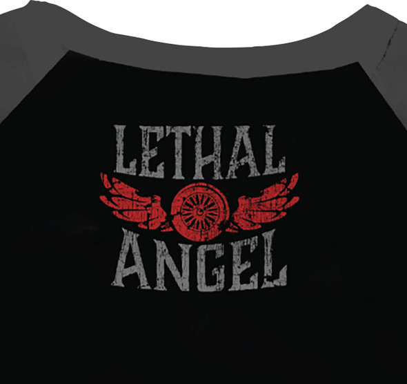  LETHAL THREAT Women's Fast & Fearless Raglan Sleeve Shirt - Black/Gray - Large LA70203L 