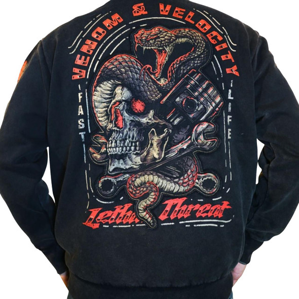  LETHAL THREAT Venom & Velocity Zip-Up Hoodie - Black - 2XL HD84075XXL 