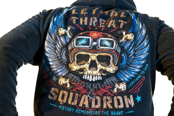  LETHAL THREAT Flight and Fight Hoodie - Black - Large HD84076L 
