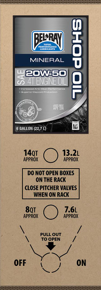  BEL-RAY Shop Oil - 20W-50 - 6 U.S. gal - Bag-In-Box 301291150033 