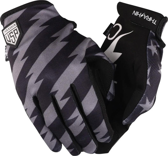  THRASHIN SUPPLY CO. Stars & Bolts Stealth Gloves - Black/Gray - Large SV1-13-10 