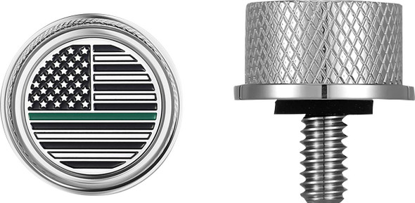  FIGURATI DESIGNS Seat Mounting Knob - Stainless Steel - Green Line American Flag FD72-SEAT KN-SS 