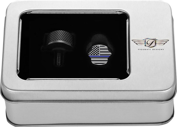  FIGURATI DESIGNS Seat Mounting Knob - Black - Blue Line American Flag FD71-SEAT KN-BK 