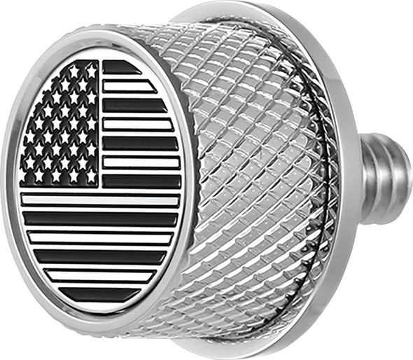  FIGURATI DESIGNS Seat Mounting Knob - Stainles Steel - Black/White American Flag - Contrast Cut FD26-SEAT KN-SS 