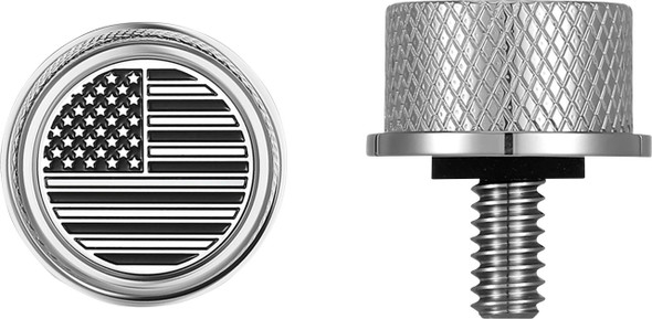  FIGURATI DESIGNS Seat Mounting Knob - Stainles Steel - Black/White American Flag - Contrast Cut FD26-SEAT KN-SS 