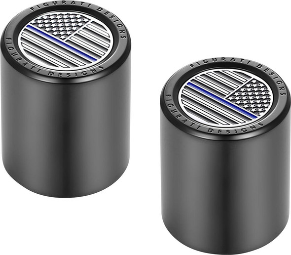  FIGURATI DESIGNS Docking Hardware Covers - American Flag - Blue Line - Short - Black FD71-DC-2530-BK 