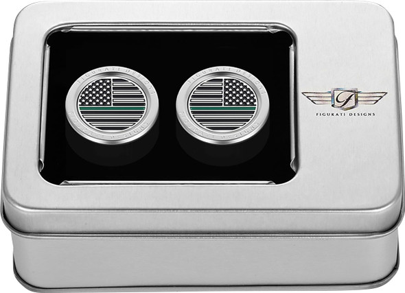  FIGURATI DESIGNS Docking Hardware Covers - American Flag - Contrast Cut - Stainless Steel FD72-DC-2730-SS 
