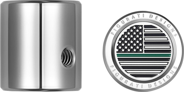  FIGURATI DESIGNS Heel-Toe Shifter Cover - Green Line American Flag - Stainless Steel FD72-HTSC-SS 