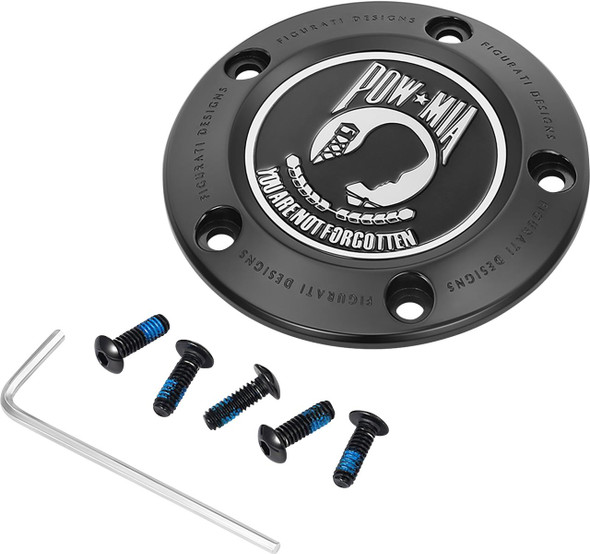  FIGURATI DESIGNS Timing Cover - 5 Hole - POW MIA - Black FD50-TC-5H-BLK 