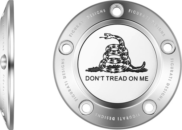  FIGURATI DESIGNS Timing Cover - 5 Hole - Don't Tread on Me - Stainless Steel FD40-TC-5H-SS 