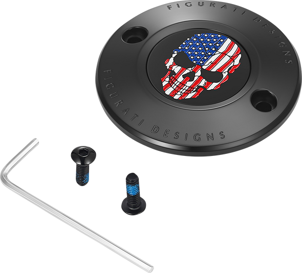 FIGURATI DESIGNS Timing Cover - 2 Hole - Skull - Black FD25-TC-2H-BLK