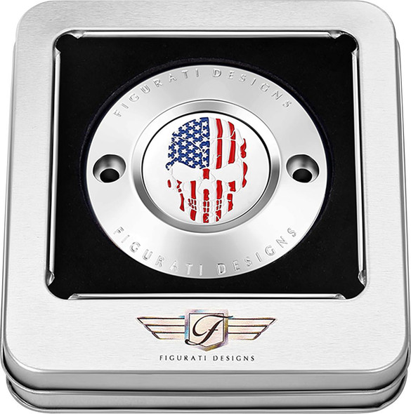  FIGURATI DESIGNS Timing Cover - 2 Hole - Skull - Stainless Steel FD24-TC-2H-SS 