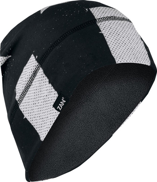  ZAN HEADGEAR SportFlex Fleece Beanie - Black/White Flag WHLF091 