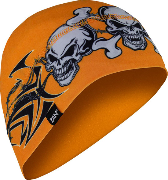  ZAN HEADGEAR SportFlex Beanie - Orange Tribal Skull WHLL669 