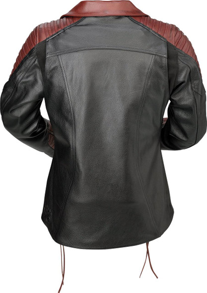  Z1R Women's Combiner Leather Jacket - Black/Red - Large 2813-1012 