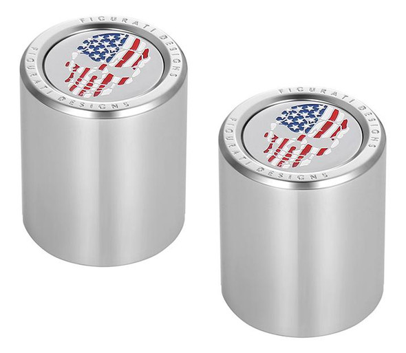  FIGURATI DESIGNS Docking Hardware Covers - Red/White/Blue American Flag Skull - Stainless Steel FD24-DC-2730-SS 