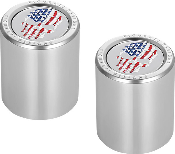  FIGURATI DESIGNS Docking Hardware Covers - Red/White/Blue American Flag Skull - Short FD24-DC-2530-SS 