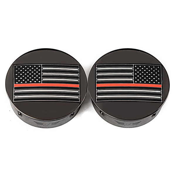  FIGURATI DESIGNS Swing Arm Covers - Red Line American Flag - Custom - Black - Reversed FD75-AFRL-BLK 