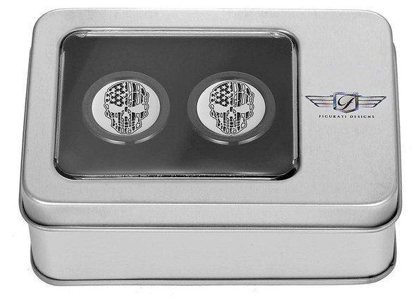  FIGURATI DESIGNS Docking Hardware Covers - American Flag Skull - Contrast Cut - Black FD27-DC-2730-BK 