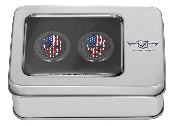  FIGURATI DESIGNS Docking Hardware Covers - Red/White/Blue American Flag Skull - Black FD25-DC-2730-BK 