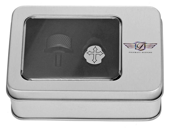  FIGURATI DESIGNS Seat Mounting Knob - Black - Cross FD41-SEAT KN-BK 