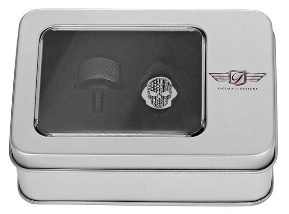  FIGURATI DESIGNS Seat Mounting Knob - Black - Skull - Contrast Cut FD27-SEAT KN-BK 