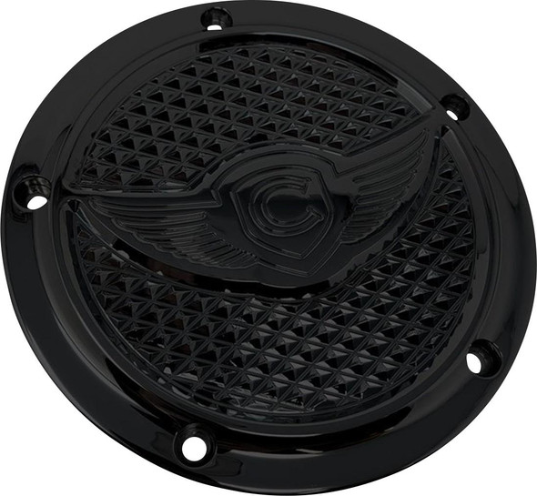  COVINGTONS Derby Cover - Diamondback - 5-Hole - Black - Twin Cam C3074-B 