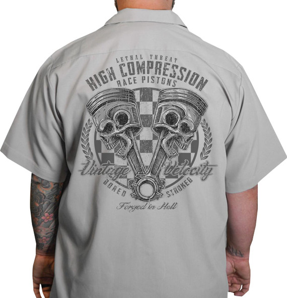  LETHAL THREAT High Compression Pistons Shop Shirt - Gray - Large DG60163L 