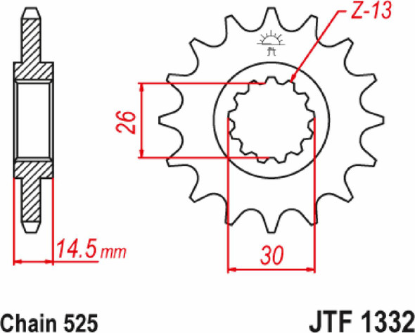  JT SPROCKETS Countershaft Sprocket - 16 Tooth - VFR800 JTF1332.16RB 