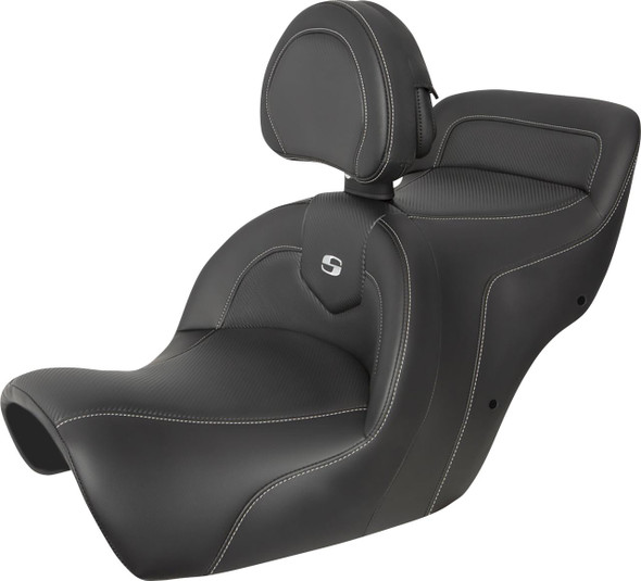  SADDLEMEN Roadsofa* Seat - Carbon Fiber - Includes Backrest - Black H88-07-185BR 